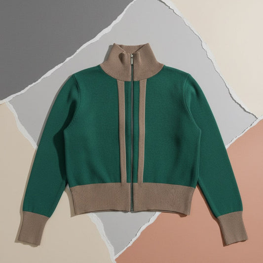 Green Zipper Jacket for Ladies